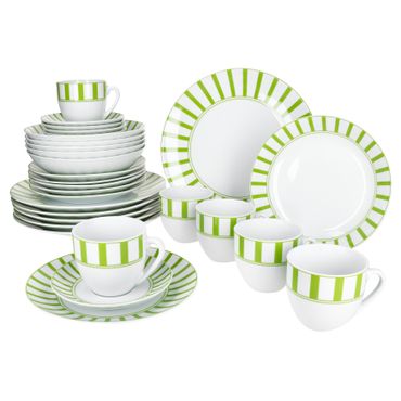 30tlg Kombiservice SPLIT GRÜN Porzellan für 6 Personen_Bild_1