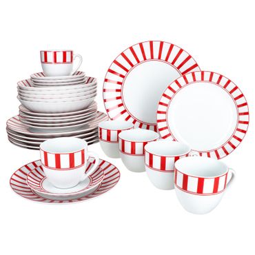 30tlg Kombiservice SPLIT ROT Porzellan für 6 Personen_Bild_1