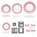 30tlg Kombiservice SPLIT ROT Porzellan für 6 Personen_Bild_3