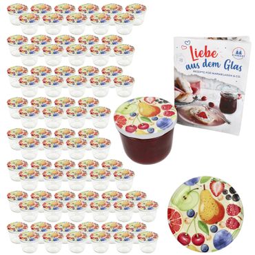 100er Set Sturzglas 230 ml To 82 Comic-Obst Deckel incl. Rezeptheft_Bild_1