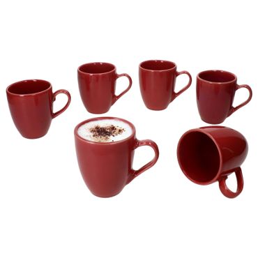 6er Set Kaffeebecher NATURAL rot für 6 Personen aus Steingut - 582711_Bild_1