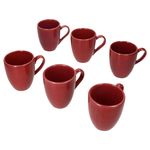 6er Set Kaffeebecher NATURAL rot für 6 Personen aus Steingut - 582711_Bild_2