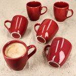 6er Set Kaffeebecher NATURAL rot für 6 Personen aus Steingut - 582711_Bild_3
