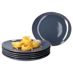 6er Set Speiseteller NATURAL dunkelblau für 6 Personen aus Steingut - 582711_Bild_1