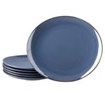 6er Set Speiseteller NATURAL dunkelblau für 6 Personen aus Steingut - 582711_Bild_2