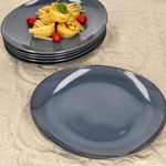 6er Set Speiseteller NATURAL dunkelblau für 6 Personen aus Steingut - 582711_Bild_3