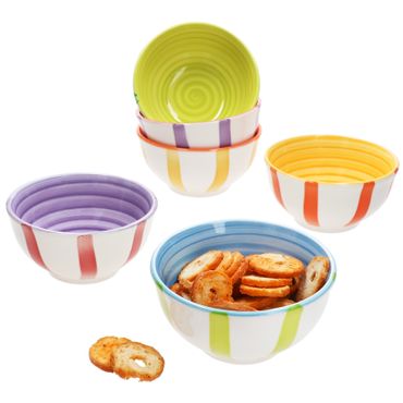 6er Set SUMMER STRIPES Snack- & Dip-Schale für 6 Personen aus Steingut - 24325613_Bild_1