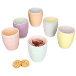 6er Set Kaffeebecher PASTELLO bunt OHNE Henkel für 6 Personen aus Steingut - 24326207_Bild_1