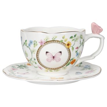 DANCING BUTTERFLIES Tasse mit Untertasse aus Porzellan – R3124#DANB