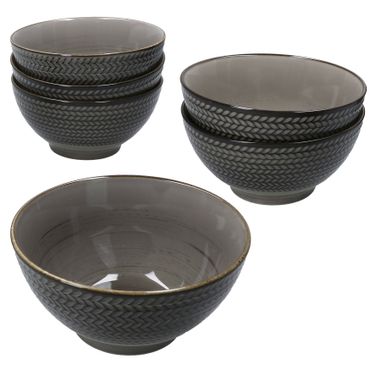 6er Set PROSPERO Salatschale braun 16cm für 6 Personen aus Porzellan - 593339_Bild_1