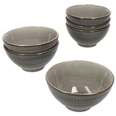 6er Set PROSPERO Müslischale braun für 6 Personen aus Porzellan - 593338_Bild_1