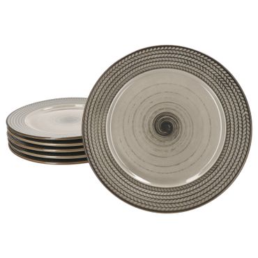 6er Set PROSPERO Speiseteller braun für 6 Personen aus Porzellan - 593342_Bild_1