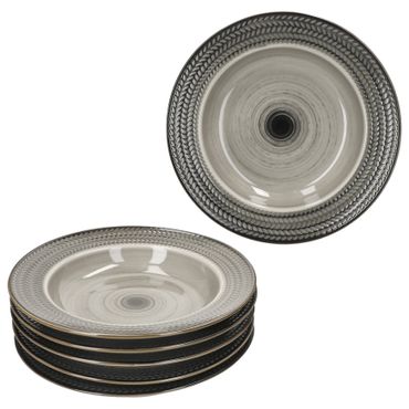 6er Set PROSPERO Suppenteller braun für 6 Personen aus Porzellan - 593341 _Bild_1