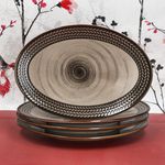 6er Set PROSPERO Platte oval braun für 6 Personen aus Porzellan_Bild_2