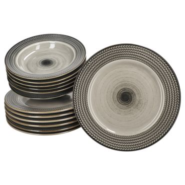 12tlg Tafelservice PROSPERO braun für 6 Personen aus Porzellan_Bild_1