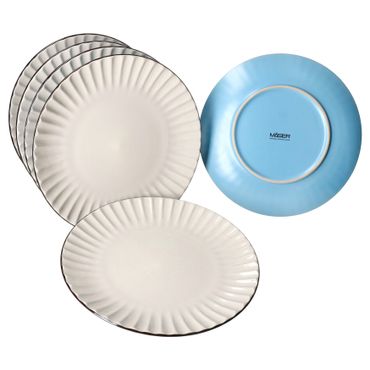 6er Set OSITA HELLBLAU Speiseteller für 6 Personen aus Steingut - 674480_Bild_1