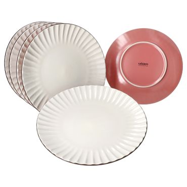 6er Set OSITA ROSE Speiseteller für 6 Personen aus Steingut - 674470_Bild_1