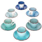 6er Set BLUE Espressotassen mit Untertassen für 6 Personen aus Steingut - 24327056_Bild_2
