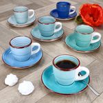 6er Set BLUE Espressotassen mit Untertassen für 6 Personen aus Steingut - 24327056_Bild_3