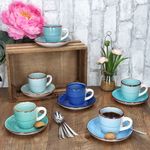6er Set BLUE Espressotassen mit Untertassen für 6 Personen aus Steingut - 24327056_Bild_6