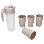 5tlg Krug Set ToGo beige - 1x Krug mit Deckel + 4x Becher aus Kunststoff - 94630_Bild_2