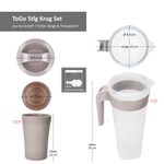 5tlg Krug Set ToGo beige - 1x Krug mit Deckel + 4x Becher aus Kunststoff - 94630_Bild_4