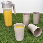 5tlg Krug Set ToGo beige - 1x Krug mit Deckel + 4x Becher aus Kunststoff - 94630_Bild_6