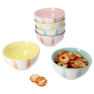 6er Set BEACH PASTELLO STRIPES Snack- & Dip-Schale für 6 Personen aus Steingut  - 24326129_Bild_1