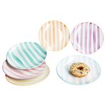 6er Set BEACH PASTELLO STRIPES Kuchenteller für 6 Personen aus Steingut - 24326144_Bild_1