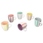 6er Set BEACH PASTELLO STRIPES Kaffeebecher mit Henkel für 6 Personen aus Steingut - 24326121_Bild_2