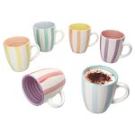 6er Set BEACH PASTELLO STRIPES Kaffeebecher mit Henkel für 6 Personen aus Steingut - 24326121_Bild_1