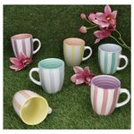 6er Set BEACH PASTELLO STRIPES Kaffeebecher mit Henkel für 6 Personen aus Steingut - 24326121_Bild_3