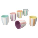 6er Set BEACH PASTELLO STRIPES Mokka-Becher OHNE Henkel für 6 Personen aus Steingut - 24326109_Bild_2
