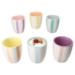 6er Set BEACH PASTELLO STRIPES Mokka-Becher OHNE Henkel für 6 Personen aus Steingut - 24326109_Bild_1