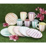 12tlg Frühstücksset BEACH PASTELLO STRIPES für 6 Personen aus Steingut – 24326144 & 24326121_Bild_2