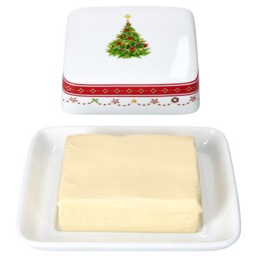 Weihnachtstraum Butterdose mit Deckel aus Porzellan