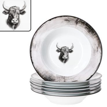 6er Set TORO Suppenteller für 6 Personen aus Porzellan
