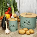 2er Set Knoblauch- & Kartoffeltopf FRESH Mint aus Metall & Bambus – 10899 & 10893_Bild_3