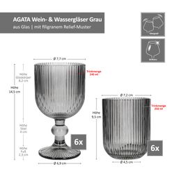 06-37560-37564-Arte-Regal-Agata-Grau-Wasser-und-Weinglaeser-Bemassung.jpg 12tlg Set AGATA Wein- & Wassergläser Grau aus Glas – 6x 37560 & 6x 37564_Bild_5