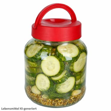 Kim Vorratsglas 1,7L aus Glas mit rotem Deckel & Henkel - 75373