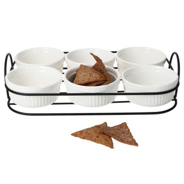 6er Set BIANCA Schalen weiß mit schwarzem Metall-Korb – 83714