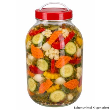 Chi Vorratsglas 5L aus Glas mit rotem Deckel & Henkel - 86668