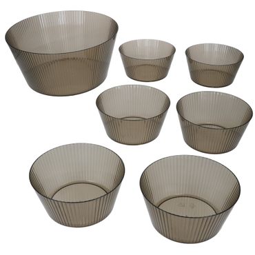 7tlg Schalen Set ToGo 1x große Servierschüssel + 6x kleine Schale Grau aus Kunststoff - 1x 10487 & 6x 10491_Bild_1