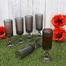 03-37567-Arte-Regal-Agata-Grau-Sektglaeser-160ml-Ambientebild-01.jpg 6er Set AGATA Sektgläser Grau aus Glas – 37567_Bild_3