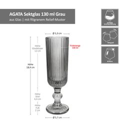 06-37567-Arte-Regal-Agata-Grau-Sektglaeser-160ml-Bemassung.jpg 6er Set AGATA Sektgläser Grau aus Glas – 37567_Bild_7