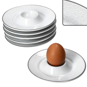 6er Set VENEDIG Eierbecher mit Ablage aus Porzellan für 6 Personen