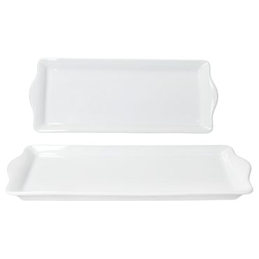 2x STABIL Kuchenplatte weiß rechteckig aus Porzellan - 13819
