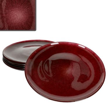 6er Set Suez Dunkelrot Speiseteller aus Glas für 6 Personen – 23050064