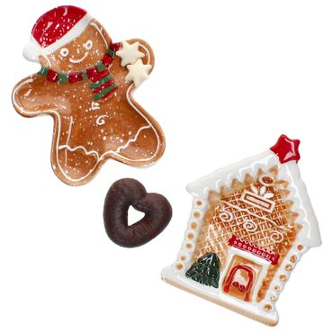 2tlg Set Keksteller PATISSERIE WEICHNACHTEN 1x Lebkuchenmann & 1x Lebkuchenhaus – 24306364