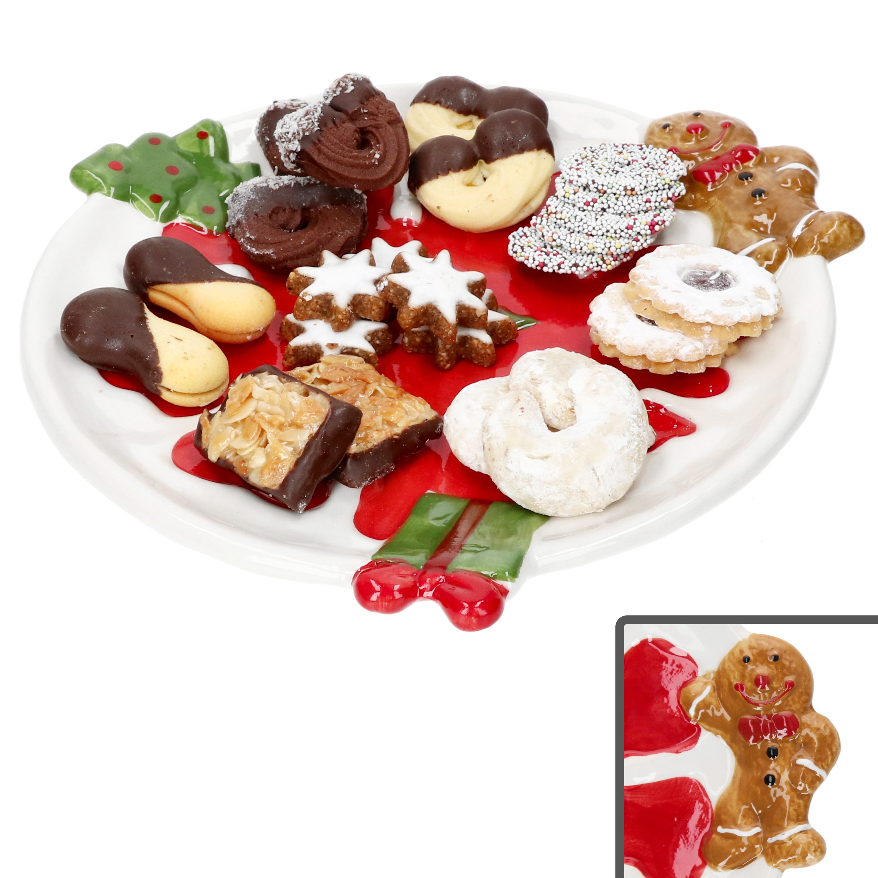 Gebckteller Weihnachtsstern 28cm Steingut Lebkuchenmann Kuchen  Servierplatte | eBay.de